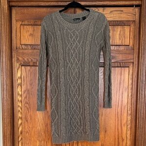 Moda International Long Sleeve Cable Knit Dress - Gray